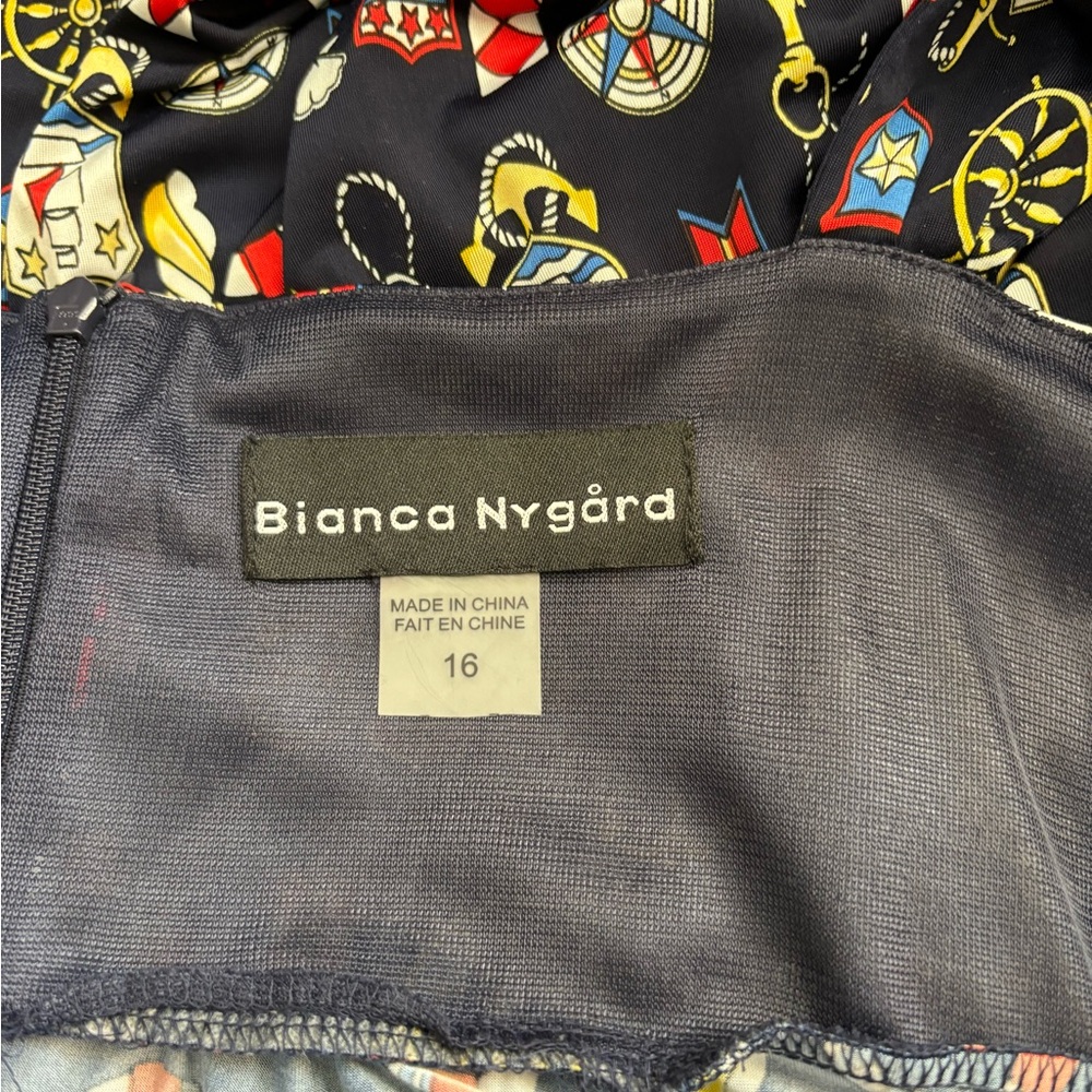 Bianca Nygard Nautical Print Mid Length‎ Summer Dress With Size 16 - Picture 8 of 13